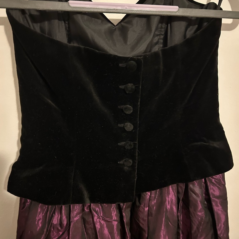 Vintage Whimsigoth Laura Ashley Velvet Top Dress | Made in UK | Purple | Floral - Picture 5 of 10
